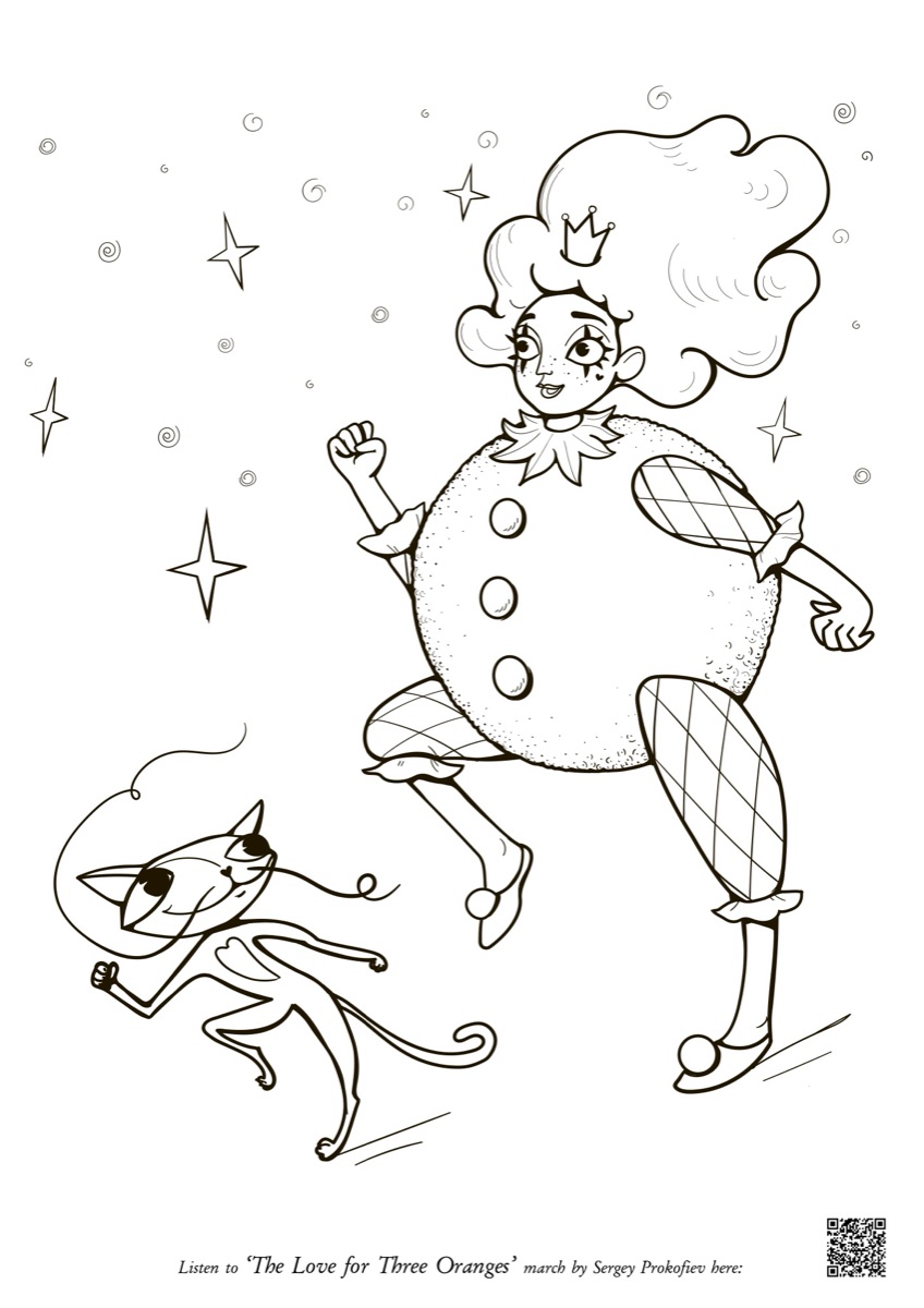 Coloring page: March from “The Love for Three Oranges”