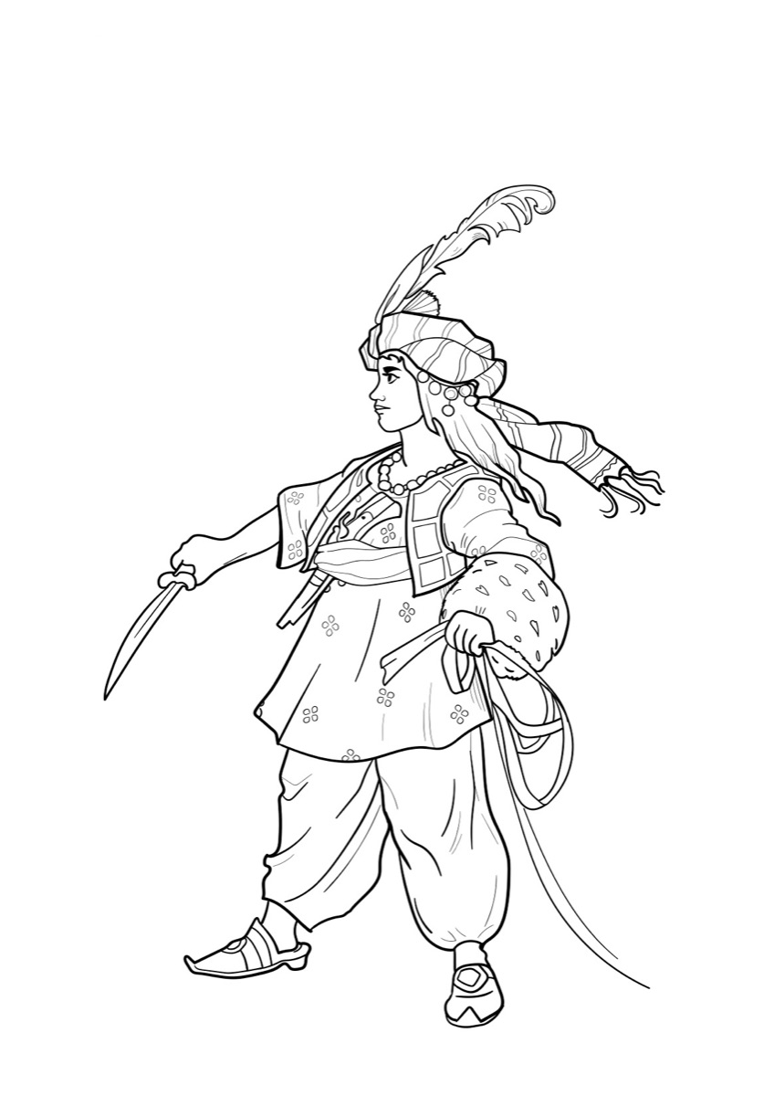 Coloring page: The little robber girl
