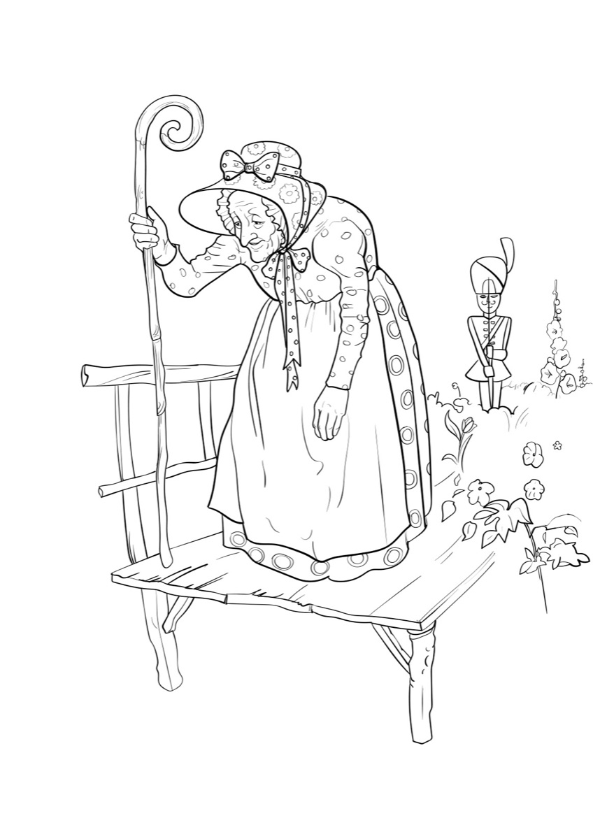 Coloring page: The garden witch